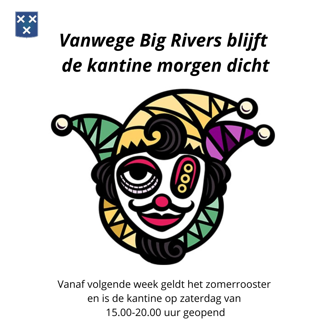 Kantine zaterdag 11 juli gesloten