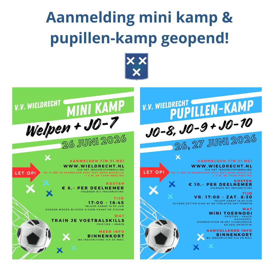 Aanmelding mini kamp en pupillen-kamp 2026 geopend!